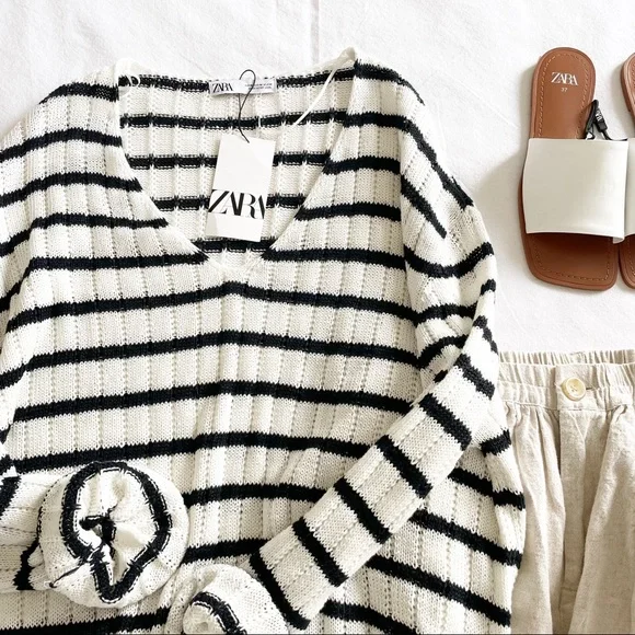Zara linen blend knit sweater - Picture 2 of 10